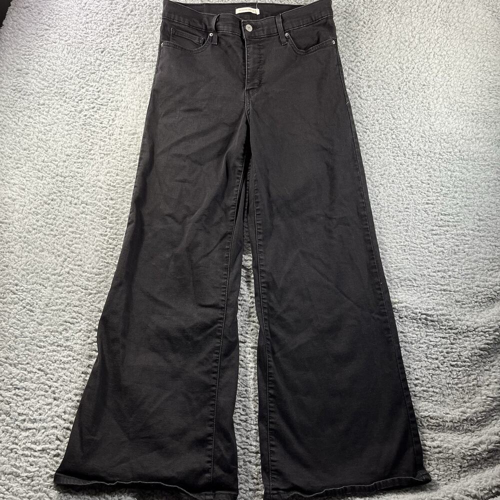 Levi's 318 Shaping Wide Leg Jeans Womens 31x32 Black Mid Rise Stretch Denim